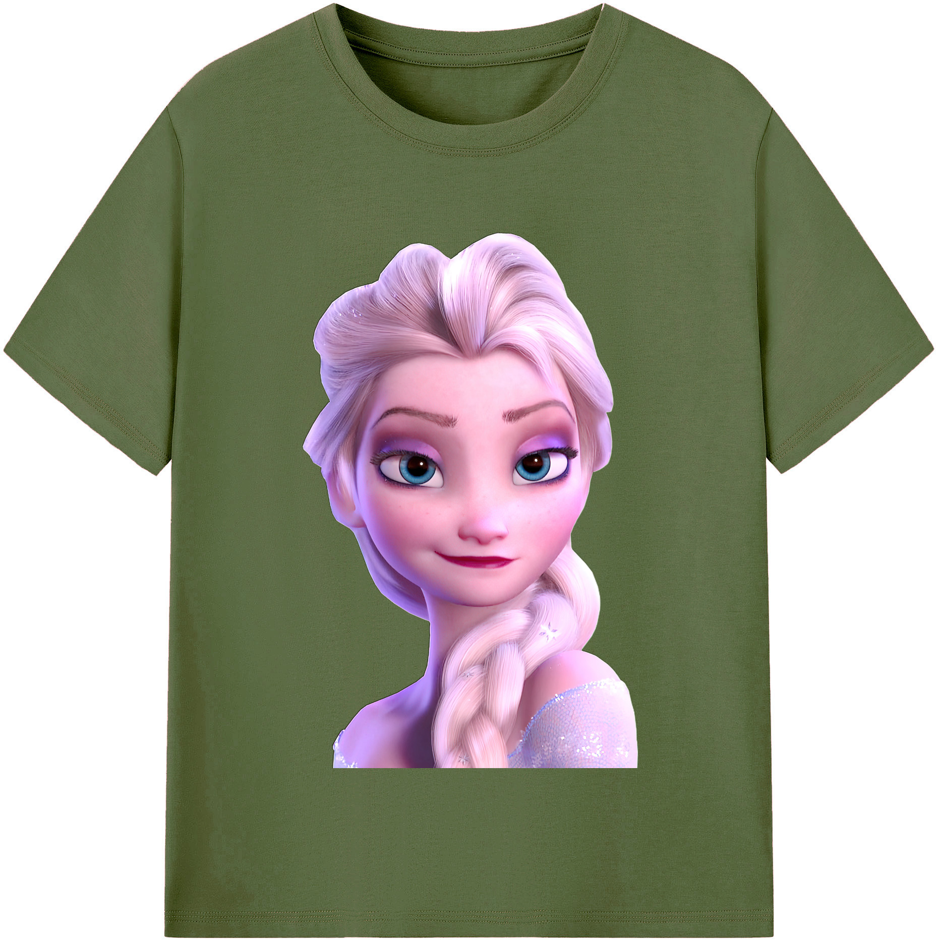 （画像用） アナと雪の女王 アンナ エルサ Frozen Anna Elsa 綿100％半袖Tシャツ（フロントプリント）